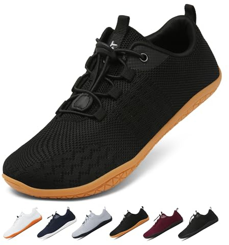 Geweo Barfußschuhe Herren Damen Sommer Bequeme Barfuss Sportschuhe Gr.37-48 | Leicht Barfuss Sneaker mit Breite Zehenbox, Atmungsaktiv Minimalschuhe mit Zero-Drop Sohle für Alltag, Fitness Lauf & Outdoor
