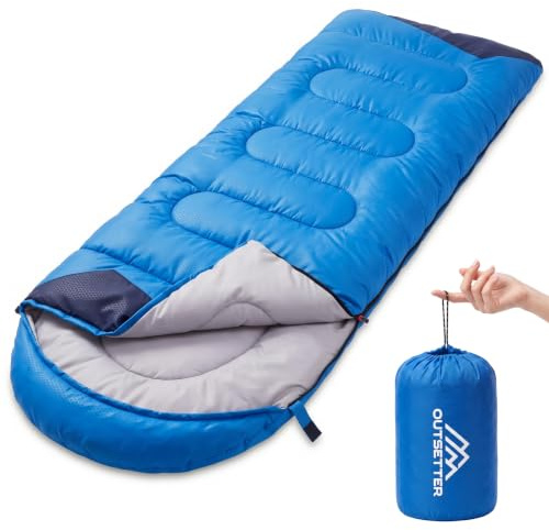 Sleeping Bags for Adults 3 Season Backpacking Lightweight Waterproof Cold Weather Sleeping Bag for Kids Warm Camping Hiking Outdoor Travel Hunting with Compression Bags Sky Blue