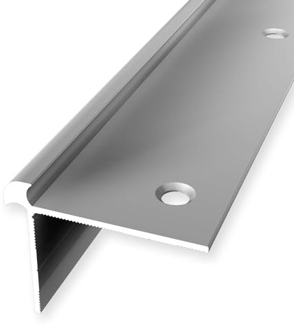 Treppenkantenprofil 32 x 42 x 2500 mm Winkelprofil Aluminium Glatt Doppelt Versetzt Versenkt Gebohrt Silber Einfasshöhe 5 mm Küberit