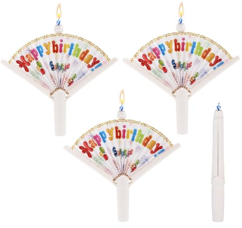 4pz Novità Candela Compleanno Ventaglio, Candele Buon Compleanno Pop-Up Candela Sorpresa Compleanno Candele Divertenti per Decorazioni per Torte Candele Truccate per Articoli per Feste