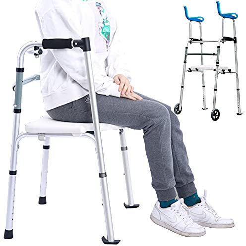 Andadores para Personas Mayores Andador Vertical de Aluminio liviano y portátil/Andador de Movilidad para Personas Mayores con Asiento, Andador de Postura Vertical para Ancianos discapacitados, Carga