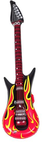 Abaodam 2 Pz Chitarra Gonfiabile Chitarra Principe Chitarra Finta Oggetto Di Scena Per L'atmosfera Del Concerto Giocattolo Gonfiabile Della Chitarra Bianca Gonfiabile Rosso Pvc