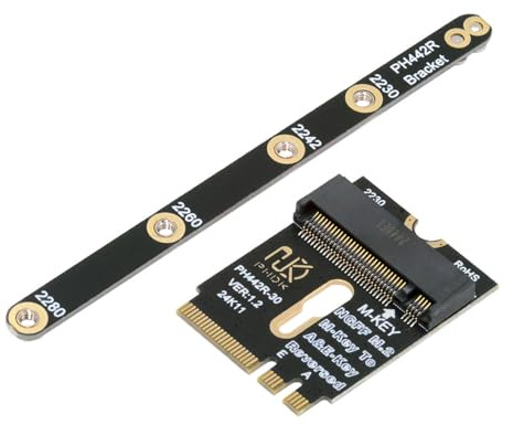 xiwai PCI-E 4.0 NGFF 2230 A+E-Key Stecker auf M-Key Buchse NVME-Verlängerungsadapter mit Halterung für SSD 2280 Laptop-Mainboard