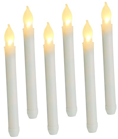 HOMSFOU 6stücke Flammenlose Kerzen Lange Elektronische Wachskerzen Für Hochzeiten Weihnachten Und Festlichkeiten Batteriebetrieben Romantische Raumdekoration