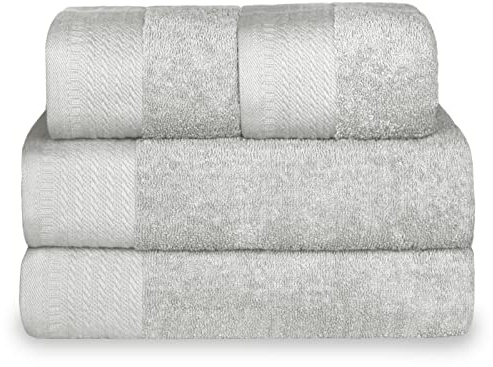 MERCURY TEXTIL- Juego 4 Toallas de 500gsm 100% Algodón (Gris Claro)
