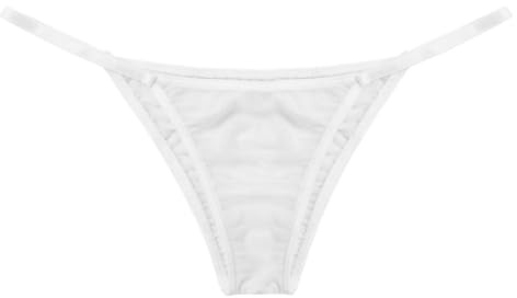 Loodgao Mini String Femme Culotte en Maille Transparente Slip Hipster Élastique Lingerie Tanga Sousvêtements G String Lingerie Fine Maille Blanche S