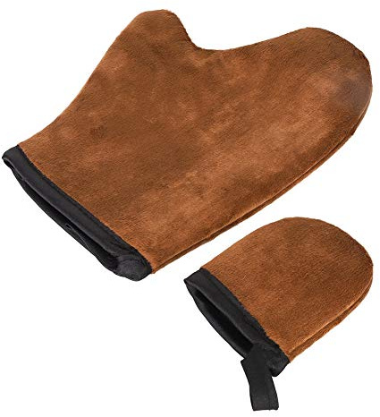BRRNOO Tanning Glove, Self Tanner Mitt For Lotion Apply, Double Sided Soft Accessory (Brown)