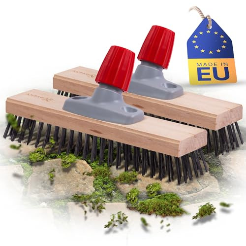 Novaliv 2X Robuster Drahtbesen Moos Basic Effiziente Moosentfernung DrahtbürsteMetallborsten für Pflastersteine & Garten Stahlbesen Mooskratzer Pizzabesen Pizzastein Bürste