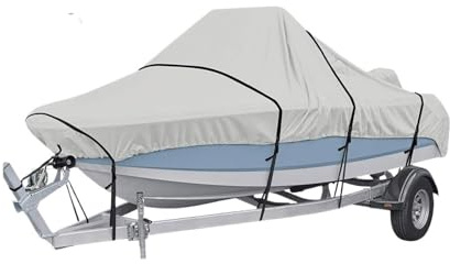 Telo copri barca Telo Copribarca Yacht Protezione Esterna Impermeabile Resistente Argento Riflettente Tessuto Oxford 300D Anti-sfondamento Antistrappo(11-13FT)