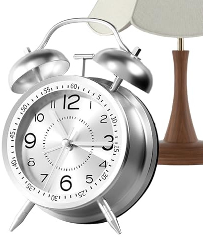 Genérico Despertador Antiguo | Reloj Analógico Antiguo Y Sonoro para Escritorio,Reloj Silencioso Sin con Doble Campana para Adolescentes Niños Niñas Adultos Mayores Dormitorio