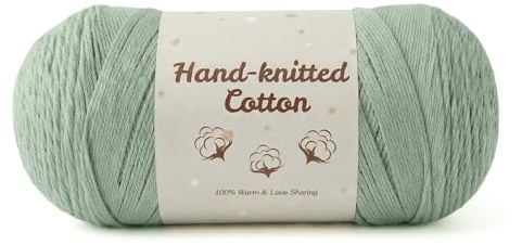 Homewit 100% Cotton Yarn Crochet, 275g Large Scroll Knot-Free Cotton Wool for Baby Clothes, Summer Clothing, Hats, Towels, Gloves, Yarn Projects Handcrafts (Cream Green)