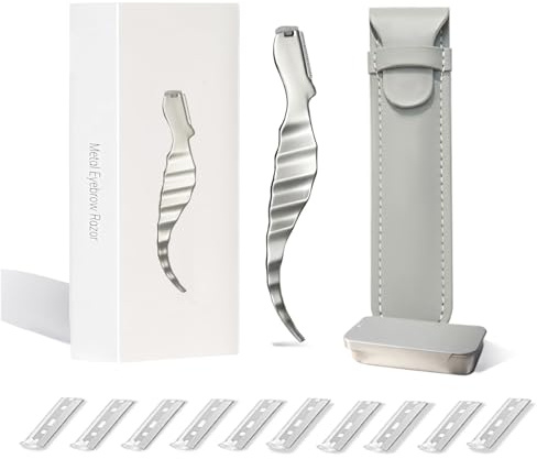 ZPTEE Dermaplaning Tool for Face for Women,Mini Precision Peach Fuzz Remover&Eyebrow Shaper with 10 Refill Heads,Reusable Stainless Steel Handle,Gift Box & Travel Case,Valentine's Day Gifts for Women