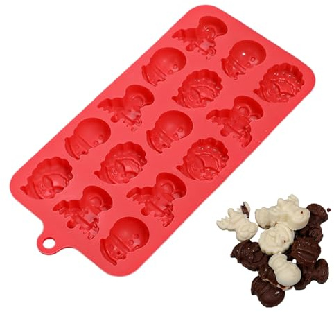 Stampi in silicone per cioccolatini natalizi | Stampo natalizio antiaderente a 15 cavità - Stampo alimentare in silicone per feste, per feste vacanze casa cucina cioccolato e