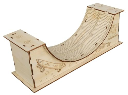 Mini Skateboard Ramp Set for Kids, Wooden Skatepark Kit with Realistic Obstacles, Desktop Toy, for Girls & Boys- U Shape Slope