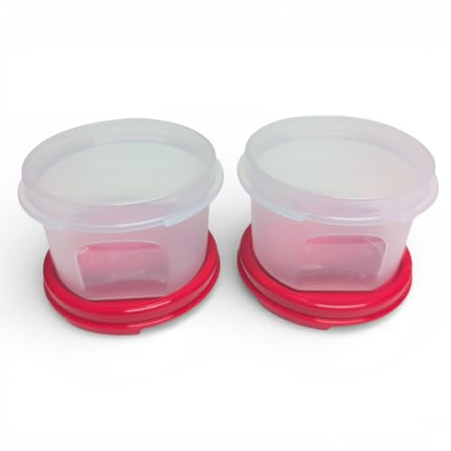 Tupperware Eidgenosse - Contenitore per spezie, 200 ml, per spezie, set di cialde da caffè, rotondo, compatto, modulare, sistema frigorifero, 200 ml, rosso, trasparente, 2 x 200 ml