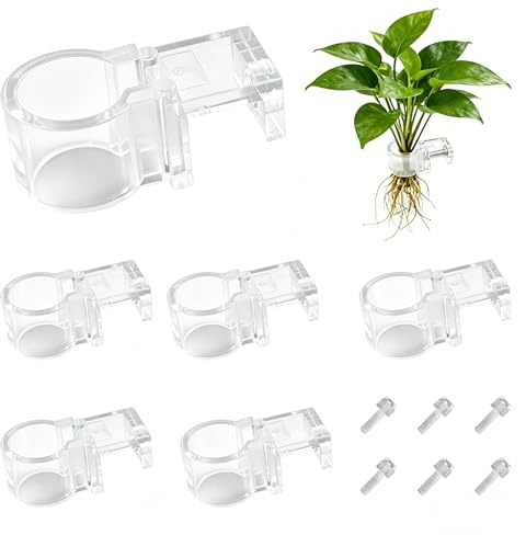 ASOFTY 6 Stück Aquarium Pflanzenhalter, Transparent Wasserpflanzenregal, Aquarien Pflanzen Halterung, Pflanzenständer für Aquarium, Pflanzenkultur Hängender Halterung für Aquascape Dekorationen