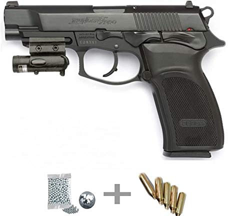 Kit ASG Thunder 9 Pro LÁSER - Pistola de Aire comprimido (CO2) y balines de Acero (perdigones BBS) Calibre 4.5mm. Réplica + Accesorios <3,5J