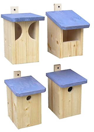 Cygon Nistkasten Set 4 Kästen Einflug 28/32 mm Nischenbrüter Halbhöhle Holz unbehandelt (ausser Dach)