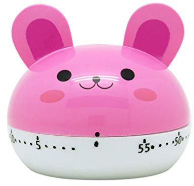 NUOBESTY Küchentimer Eieruhr Kunststoff Cartoon Kaninchen Tier Timer Küchenhilfe für Küche Backen Braten Kochen - Pink