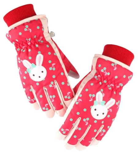 Azarxis Kinder Skihandschuhe, Winddichte Winterhandschuhe, Kalt Wetter Handschuhe für Junge und Mädchen (Rot, S (4-6 Jahre))