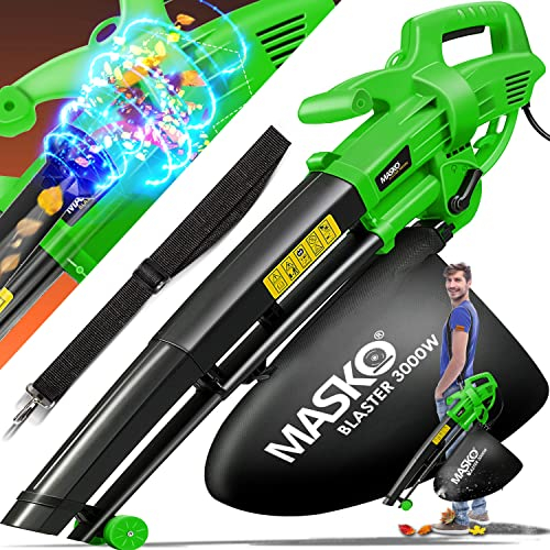 MASKO® Aspirateur électrique | 3 en 1 | 3000W | Bandoulière et roulettes | Sac de ramassage 45L | Souffleur de Feuilles Aspirateur de Jardin Souffleur de Jardin