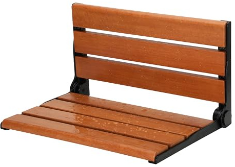 18 Folding Shower Seat Wall Mounted,Home Care Fold Down Wood Bench for Inside Shower