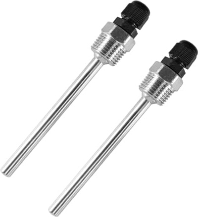 Beatific Lot de 2 puits thermométriques, Manchon d'immersion 100 mm, Filetage G 1/2 pour capteur de température, Manchons d'immersion en Acier Inoxydable, Tube de Protection pour capteurs de tempéra