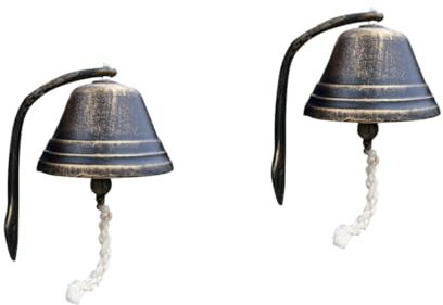 RajoNN 2 Stück Retro-Türklingel, Vintage-Eingangstürglocken, Wandglocke, manuelle Torglocke, Türdekoration, Messing-Türglocken, Gusseisen, Speiseglocke, Vintage-Türklingel,