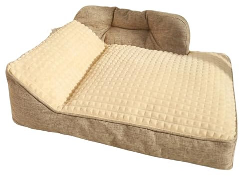 Pevfeciy Flauschiges Hundebett Hundebett Hundesofa wasserdicht maschinenwaschbar gemütlich rutschfeste Unterseite plüsch Hundekissen,Beige,XL