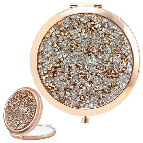 OUDQFCJ Namalu 1 Pezzo Specchietto da Borsetta Ispiratore per Donna, Regalo di Ringraziamento per Collega, Specchio Portatile con Ingrandimento, Idea Regalo per Addio e Natale (Rosegold)