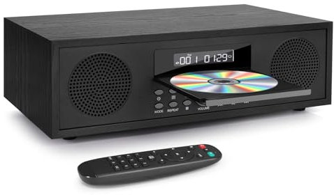 Microcadenas de Musica, CD-169 Bluetooth Microsistema Compatible con Discos CD MP3, Radio FM, Sistema de Fiesta con Entrada USB AUX, Sistema de Música Reproductor de CD con Salida de Audio