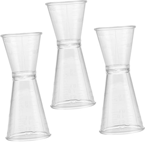 CHICAMPERA 3 piezas Copas Medidoras de Cócteles de Plástico Doble Jigger de Medición Transparente para Bar Utensilios de Coctelero Jarritas para Bebidas y Cócteles Reutilizable