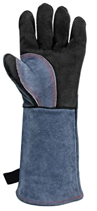 Mandil soldador, PROTECCIÓN DE SOLDADA Trabajo de guantes de cuero for soldador 1.3 mm Barbacoa Guantes resistentes a los pinchazos de la estufa de cocina for soldar(2 Pairs)