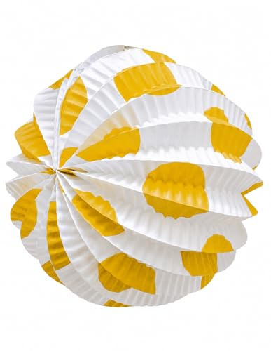 Farolillos Feria de Papel Pack de 12 | 22 CM de Diámetro | Farolillos para la Feria | Auténticos Faroles Andaluces listos para Usar | Nexum Market (Blancos con Lunares Amarillos Arena)