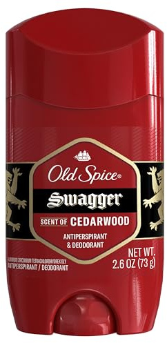Old Spice Antiperspirant Deodorant for Men, 24/7 Sweat & Odor Protection, 24/7 Lasting Freshness, Invisible Solid, Swagger with Cedarwood Scent, 2.6 oz
