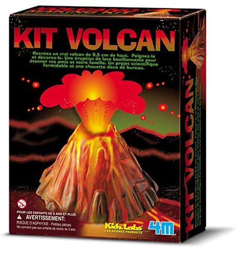 4M Kit Volcan Enfant à Construire – Volcan en éruption à mouler et Peindre – Expérience Scientifique dès 8 Ans