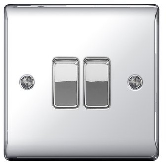 BG Nexus Metal Polished Chrome Light Switch 2G 2W NPC42