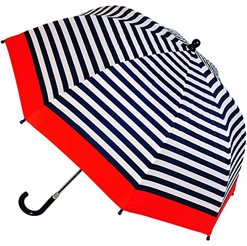 alles-meine.de GmbH Regenschirm - Streifen - rot/weiß/blau - Maritim - Kinderschirm Ø 72 cm/mit Klemmschutz - Kinder Stockschirm mit Griff - Regenschirme - für Mädchen ..
