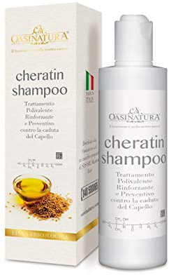 SHAMPOO CHERATIN RINFORZANTE ANTICATUTA - ARRICCHITO CON COMPLESSO POLIVITAMINICO, B5, NIANCINA, OLIO DI SEMI DI LINO 200 ml