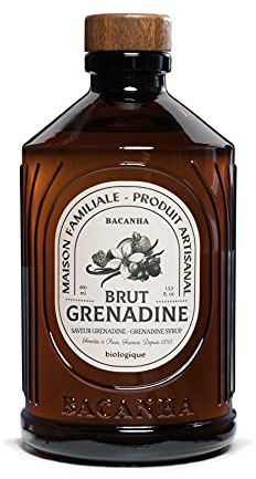 BACANHA - Sirop Bio et Brut - Sirop saveur Grenadine - Pour Eau, Cocktail, Limonade et Thé Glacé - 400 mL