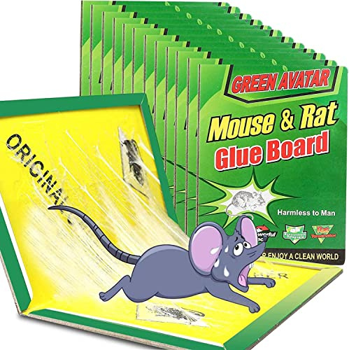 Ezoon Paquete de 12 trampas de pegamento grandes para ratones con adherencia mejorada, trampas para ratones, trampas para ratones, tablero adhesivo para casa interior y exterior, fácil de instalar,