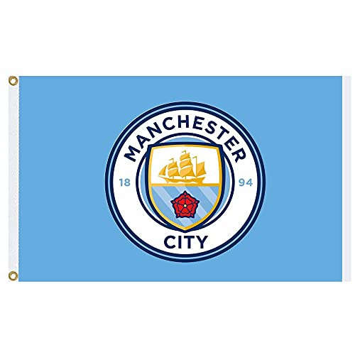 MCFC Official Manchester City Crest Premier League Champions Flag (5ft x 3ft & 100% Polyester)
