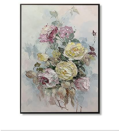 tymhrs Acrylbild,Silent Beauty of Floral,Dicke Strukturierte Abstrakte Lila Blume Ölgemälde,Han