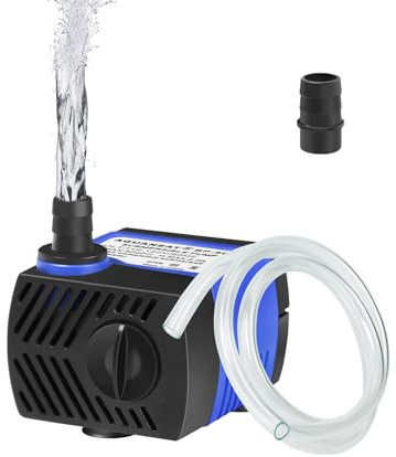 AQUANEAT - Bomba de fuente pequeña, mini bomba de agua sumergible de 80 GPH con tubo de 3.2 pies, para acuario, fuente de agua para mascotas, mesa de agua, cascada