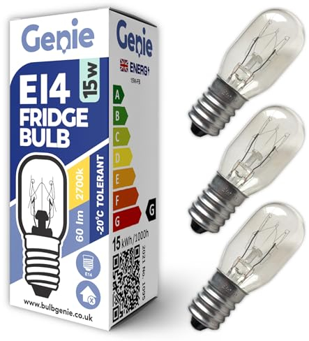 15W E14 Fridge Light Bulb -20°C Tolerant Glass 230V Pygmy SES (Pack of 3) Incandescent Bulbs 2700K Warm White | Suitable for Fridges or Freezers | Small Edison Screw Base