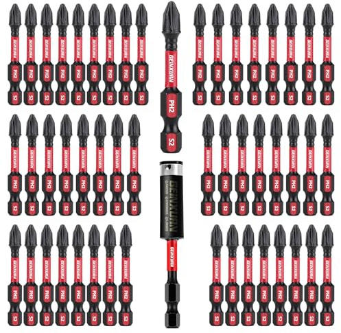 Geinxurn Impact Tough #2 Phillips 2 in. Insert Driver Bits,50Pack PH2 Screwdriver Bits Set with 1Pcs Impact Bit Holder,Bulk