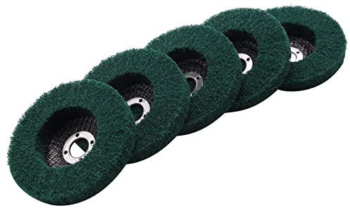 Tiamu 5Pcs Nylon Fiber Flap Wheels Polishing Buffing Wheel Scouring Pad Grinding Disc for Angle Grinder for Metal Polisher