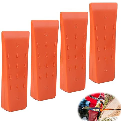 SWAWIS Kettensägen Fällkeil, Forstkeil Baumkeile, Baum-Fällkeil 6 Zoll, Kunststoff Forstkeil, Schlagfest Keil zum Kontrollierten Fällen von Bäumen Schlagfest(4 Stück Orange)
