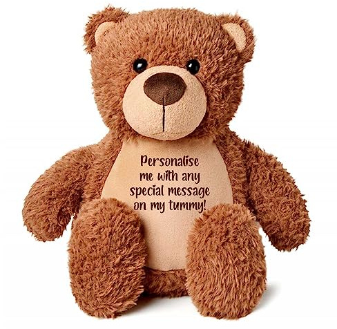 Personalisierte Asche Andenken Bär – Braun | Trauer Gedenkgeschenk | Metall Herz Form Zinn Asche Urne | Weich & Luxuriöse Erinnerung Teddybär Trauer Andenken | Asche Urne | 42 cm hoch