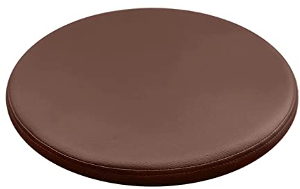 ZIBENE Sitzkissen Rund 45cm, Stuhlkissen Rund Leder, rutschfest Stuhlauflage Esszimmerstuhl Durchmesser 45cm Waschbar, Wasserfest Sitzpolster Gartenstuh Innen DraußEn Braun